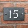 Image of Slate house number 15 v-carved with white infill number