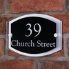 Image of Double Layer Acrylic House Sign - Rounded Rectangle - Black/Stainless Steel Effect