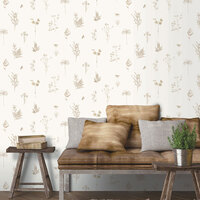Image of Evergreen Botanical Wallpaper Taupe Galerie 7340