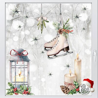 16 Christmas Decoration Window Decals - Medium Set
