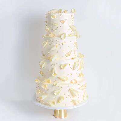 Four Tier Petals And Gold Wedding Cake - Four Tier (12", 10", 8", 6")