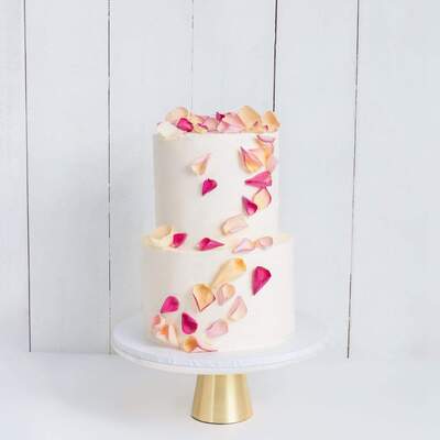 Two Tier Petals Rain Wedding Cake - Two Tier (8", 6")