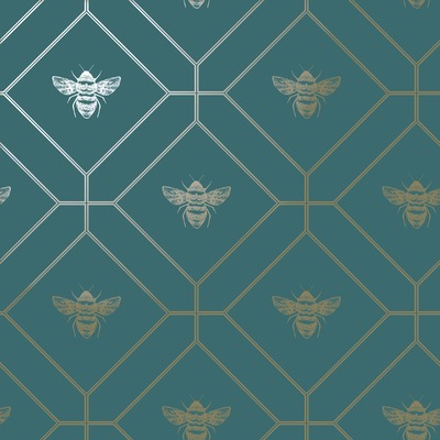 Honeycomb Bee Wallpaper Teal World of Wallpaper 50400