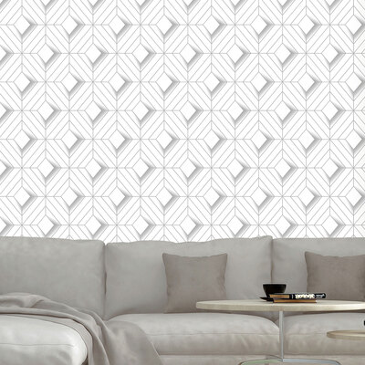 Galactik Wallpaper Leda Geo White Muriva L614-00

