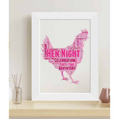 Personalised Hen Night Party Word Art Frame Gift