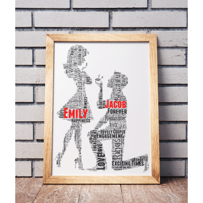 Personalised Engagement Gift Word Art