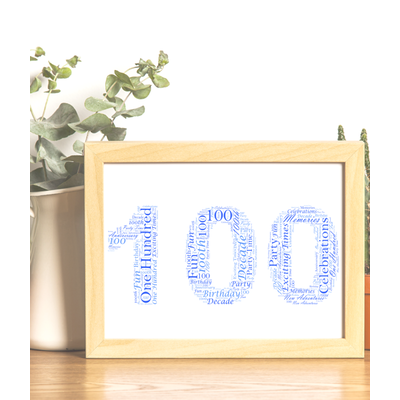 100th Birthday - Anniversary Word Art Gift