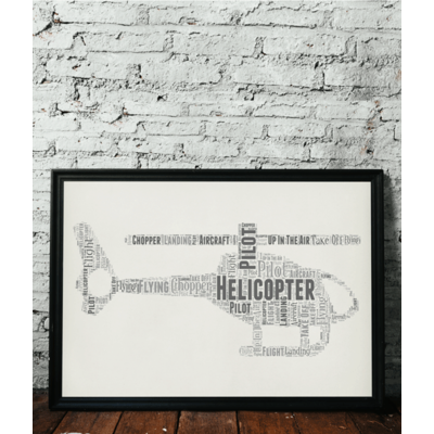 Personalised Helicopter Word Art Picture Frame Gift