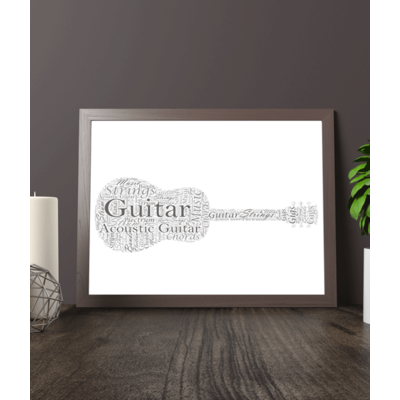 Personalised Acoustic Guitar Word Art Print - Guitar Player Gift