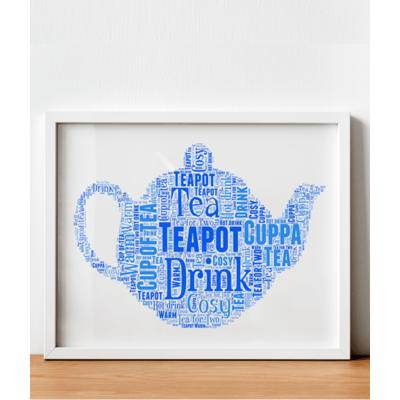 Personalised Teapot Word Art Picture Print - Kitchen Picture Gift
