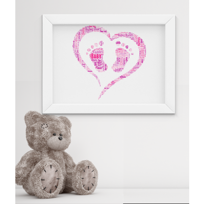 Personalised Baby Footprint Word Art Picture Frame Gift