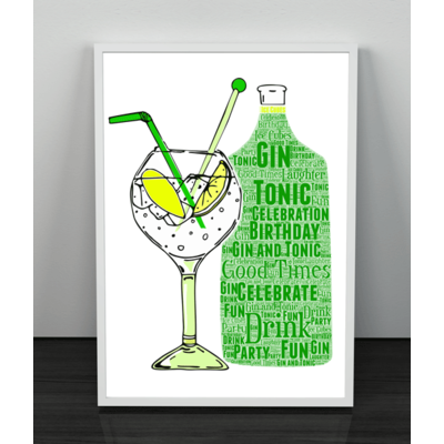 Personalised Gin And Tonic Word Art Print