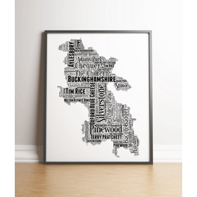Personalised Buckinghamshire Word Art Map