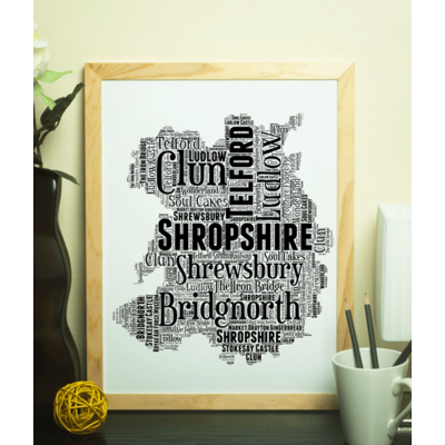 Personalised Shropshire Word Art Map