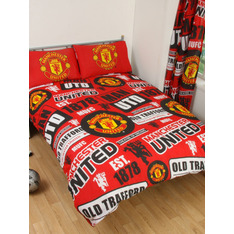 Manchester United Fc Patch Double Duvet Cover And Pillowcase Set