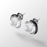Image of Swarovski Harmonia earrings Cushion cut crystals, White, Mixed metal finish, 5600943