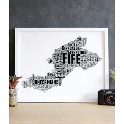 Fife - Personalised Word Art Map Picture Frame Gift