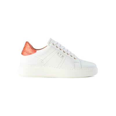 Vinca Leather Trainers - White & Red