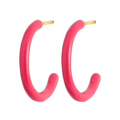 Colour Medium Enamel Hoops - Pink