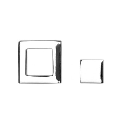 Family Square Stud Earrings - Silver