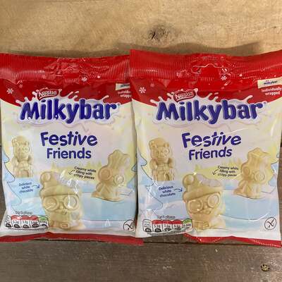 3x Milkybar White Chocolate Festive Friends Share Bags (3x57g)