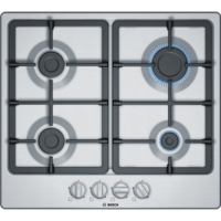 Image of Bosch PGP6B5B90 58cm Four Burner Gas Hob With Cast Iron Pan Stands - Stainless Steel