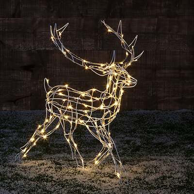 Noma Christmas 70CM Wire Frame Running Reindeer with 90 Warm White LED Lights