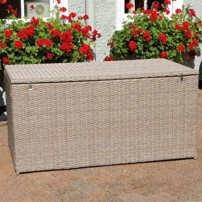LG Outdoor Monaco Sand Rattan Weave Cushion Garden Storage Box