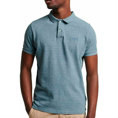 Superdry Classic Pique Short Sleeve Polo Shirt - Desert Sky Blue Grit - M
