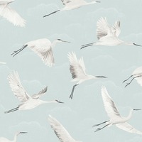 Image of In Flight Cranes Wallpaper Duck Egg World of Wallpaper AF0004