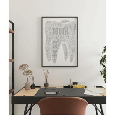 Personalised Tooth Word Art Print - Dentist Gift