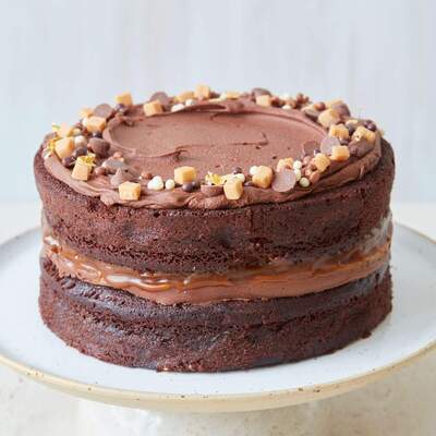 Chocolate Fudge Caramel Cake - Small (6") / Without Tin &pipe; Birthday Cakes Delivered By Post &pipe; UK
