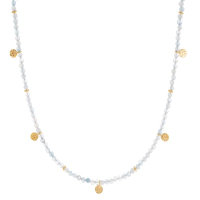 Eva Aquamarine Reversible Necklace with gold discs
