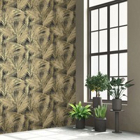 Image of Eden Wallpaper Collection Ilana Leaf Black & Gold Muriva J98202