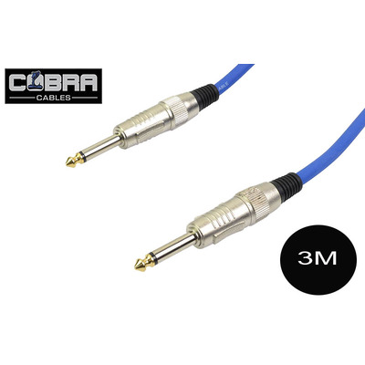 1/4"  (6.35mm) Mono Jack to Jack Cable Blue 3m