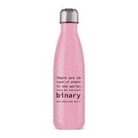 There Are 10 Types Of People In The World Water Bottle – Pink Glitter, One