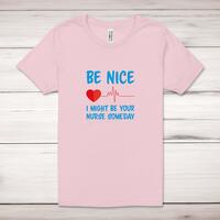 Be Nice Adult T-Shirt – Pastel Pink, Small