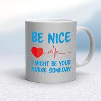 Be Nice Mug – Silver Glitter/White, 10oz