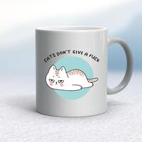 Cats Don’t Give A Fuck Mug – Silver, 10oz