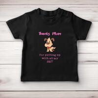 Thanks Mum – All My Shit Baby T-Shirt – Black, 18-24 Months