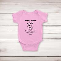 Thanks Mum – All My Shit Babygrow – Pink, 6-12 Months