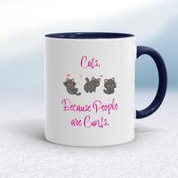 Cats, Because People Are Cunts Mug – White/Navy Blue, 10oz