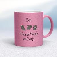 Cats, Because People Are Cunts Mug – Pink Glitter/White, 10oz