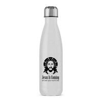 Jesus Is Coming Water Bottle – Silver Glitter, One