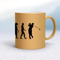 Evolution Of A Golfer Mug – Gold Glitter/White, 10oz
