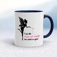 The Fuck Up Fairy Mug – White/Navy Blue, 10oz