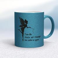 The Fuck Up Fairy Mug – Blue Glitter/White, 10oz