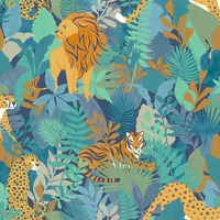 Image of Animal Kingdom Wallpaper Blue Holden 13073