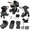 Image of Ickle Bubba Stomp v3 All In One Travel System With 0+ Galaxy Car Seat and Isofix Base (Frame: Silver, Fabric Colour: Graphite Grey, Handle Bars: Tan)