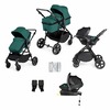 Image of Ickle Bubba Comet All-in-One i-Size Travel System with ISOFIX Base (Frame: Black, Fabric Colour: Teal, Handle Bars: Black)